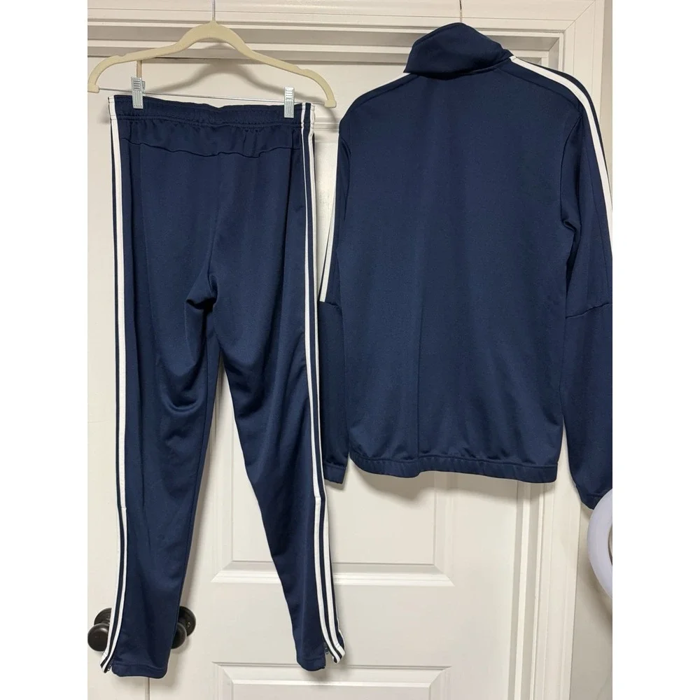 Adidas 3-Stripes Men's Training Tracksuit, Full Zip Top & Jogger Pants, Navy, M